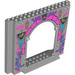 LEGO Medium Stone Gray Panel 4 x 16 x 10 with Gate Hole with Pink (15626 / 101815)