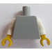 LEGO Mittleres Steingrau Schmucklos Torso mit Weiß Arme und Gelb Hände (76382 / 88585)