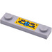 LEGO Medium Steengrijs Plaat 1 x 4 met Twee Studs met Blauw Pipework Aan Oranje Background Sticker zonder groef (92593)