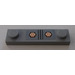 LEGO Medium Stone Gray Plate 1 x 4 with Two Studs with Silver Lines, Orange Pattern Sticker without Groove (92593)
