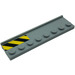 LEGO Mittleres Steingrau Platte 2 x 8 mit Tür Rail mit Schwarz und Gelb Danger Streifen auf Recht Seite Aufkleber (30586)