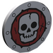 LEGO Medium Stone Gray Round Shield 2 x 2 with Skull on Red Background (59231 / 59644)