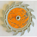 LEGO Medium Stone Gray Saw Blade with 14 Teeth with Scratched Orange (Inside) Sticker (61403)