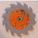 LEGO Medium Stone Gray Saw Blade with 14 Teeth with Scratched Orange (Outside) Sticker (61403)