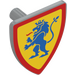 LEGO Medium Stone Gray Shield - Triangular with Blue Lion Rampant on Yellow Background with Red Border (3846 / 102323)