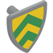 LEGO Medium Stone Gray Shield - Triangular with Green Double Chevron (3846 / 102327)