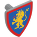 LEGO Medium Stone Gray Shield - Triangular with Yellow Lion Rampant on Blue Background with Red Border (3846 / 102325)