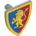 LEGO Medium Stone Gray Shield - Triangular with Yellow Lion Rampant on Blue/Red Background with Yellow Border (3846 / 102330)