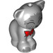 LEGO Mittleres Steingrau Sitting Katze mit Augen geschlossen und rot Ribbon (101261)