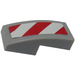 LEGO Medium Stone Gray Slope 1 x 2 Curved with red and white danger stripes with red corners - Right Sticker (11477)