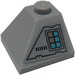 LEGO Medium Steengrijs Helling 2 x 2 (45°) Hoek met Keypad en Zwart Vents Sticker (3045)