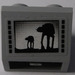LEGO Medium Stone Gray Slope 2 x 2 (45°) Inverted with Large and Small AT-AT Sticker with Flat Spacer Underneath (3660)