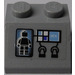 LEGO Medium Steengrijs Helling 2 x 2 (45°) met Zwart Minifigure Screen Image, Buttons en &#039;LOCK&#039; Sticker (3039)