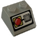 LEGO Gris pierre moyen Pente 2 x 2 (45°) avec rouge Emergency Stop Push Button Autocollant (3039)