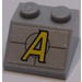 LEGO Gris pierre moyen Pente 2 x 2 (45°) avec Jaune &#039;une&#039;, Hairline Traverser Autocollant (3039)