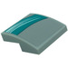 LEGO Medium Stone Gray Slope 2 x 2 Curved with White Pattern Curved on Turquoise - Right Sticker (15068)