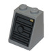 LEGO Medium Stone Gray Slope 2 x 2 x 2 (65°) with Yellow Rectangle, Gray Areas with Black Border Sticker with Bottom Tube (3678)