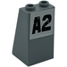 LEGO Medium Stone Gray Slope 2 x 2 x 3 (75°) with &#039;A2&#039; Sticker Hollow Studs, Rough Surface (3684)
