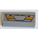 LEGO Medium Stone Gray Slope 2 x 4 Curved with Yellow lines on grey Sticker with Groove (6192)