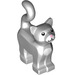 LEGO Mittleres Steingrau Standing Katze mit Lange Schwanz mit Weiß Chest (14285 / 80829)