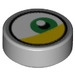 LEGO Mittleres Steingrau Fliese 1 x 1 Runden mit Recht Green Minion Eye mit Gelb (35380 / 69072)
