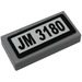 LEGO Medium Stone Gray Tile 1 x 2 with &#039;JM 3180&#039; Sticker with Groove (3069 / 30070)
