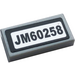 LEGO Medium Stone Gray Tile 1 x 2 with &#039;JM60258&#039; Sticker with Groove (3069)