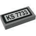 LEGO Medium Stone Gray Tile 1 x 2 with &#039;KS 7733&#039; Sticker with Groove (3069 / 30070)