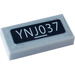 LEGO Medium Stone Gray Tile 1 x 2 with License Plate, &#039;YNJ037&#039; Sticker with Groove (3069)