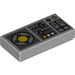 LEGO Mittleres Steingrau Fliese 1 x 2 mit Fahrzeug Control Panel, Gelb Buttons mit Nut (3069 / 73873)