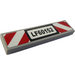 LEGO Medium Steengrijs Tegel 1 x 4 met &quot;LF60152&quot; en Rood en Wit Danger Strepen Sticker (2431)