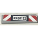 LEGO Medium Stone Gray Tile 1 x 4 with &quot;RK60132&quot; number plate and danger stripes Sticker (2431)