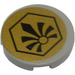 LEGO Medium steengrijs Tegel 2 x 2 Rond met Fleur de Lis Hexagon (Gold Background) Sticker met noppenhouder aan de onderzijde (14769)