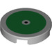 LEGO Medium Stone Gray Tile 2 x 2 Round with Green Circle with Bottom Stud Holder (14769 / 68051)