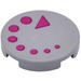 LEGO Medium Stone Gray Tile 2 x 2 Round with Magenta Dotted Circular Arrow Sticker with Bottom Stud Holder (14769)