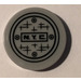 LEGO Medium Stone Gray Tile 2 x 2 Round with &#039;N.Y.C.&#039; Sticker with &quot;X&quot; Bottom (4150)