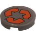 LEGO Gris pierre moyen Tuile 2 x 2 Rond avec Orange Recycling logo Autocollant avec porte-goujon inférieur (14769)