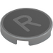 LEGO Medium Stone Gray Tile 2 x 2 Round with &#039;R&#039; Typewriter Key with Bottom Stud Holder (14769 / 79377)