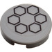 LEGO Medium Stone Gray Tile 2 x 2 Round with Six Black Hexagons In a Circle Sticker with &quot;X&quot; Bottom (4150)
