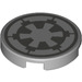 LEGO Medium Stone Gray Tile 2 x 2 Round with Star Wars Imperial Logo with Bottom Stud Holder (14769 / 80306)