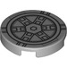 LEGO Medium Stone Gray Tile 2 x 2 Round with TIE Bomber Pattern with Bottom Stud Holder (14769)