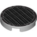 LEGO Medium Stone Gray Tile 2 x 2 Round with Vent Design with &quot;X&quot; Bottom (4150)