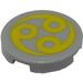 LEGO Medium Stone Gray Tile 2 x 2 Round with Yellow Circles Sticker with &quot;X&quot; Bottom (4150)