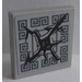 LEGO Medium Stone Gray Tile 2 x 2 with Black Crack and Dark Stone Gray Decoration Sticker with Groove (3068)