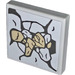 LEGO Medium Stone Gray Tile 2 x 2 with Broken Stone Sticker with Groove (3068)