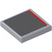 LEGO Medium Stone Gray Tile 2 x 2 with Red Line and Thin, Diagonal Black Stripes (Left) Sticker with Groove (3068)