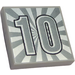 LEGO Medium Stone Gray Tile 2 x 2 with Silver Number &quot;10&quot; and Rays Around with Groove (3068)