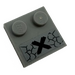 LEGO Gris pierre moyen Tuile 2 x 2 avec Goujons sur Bord avec Noir Traverser et Cracks Autocollant (33909)