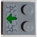 LEGO Medium Stone Gray Tile 2 x 2 with Studs on Edge with green arrow and cracks Sticker (33909)