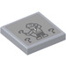 LEGO Medium Stone Gray Tile 2 x 2 with The Riddler and Question Marks Sticker with Groove (3068)